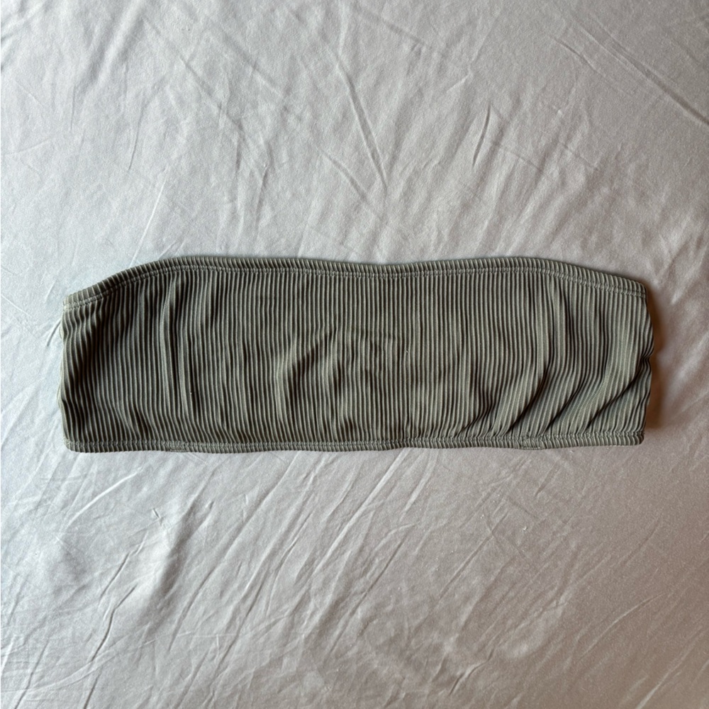 Cotton On Ribbed Army Green Bandeau Swim Top